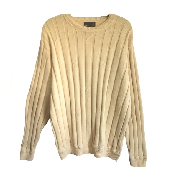 NAUTICA Light Yellow Crewneck 100% Cotton Ribbed Knit Sweater XL NWOT - Picture 4 of 12